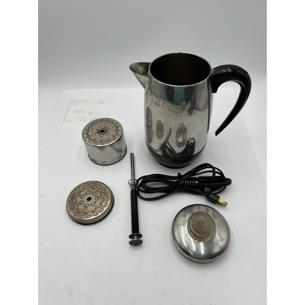 Vintage Farberware Superfast Model 138 2-8 Cup Percolator USA Cracked Glass